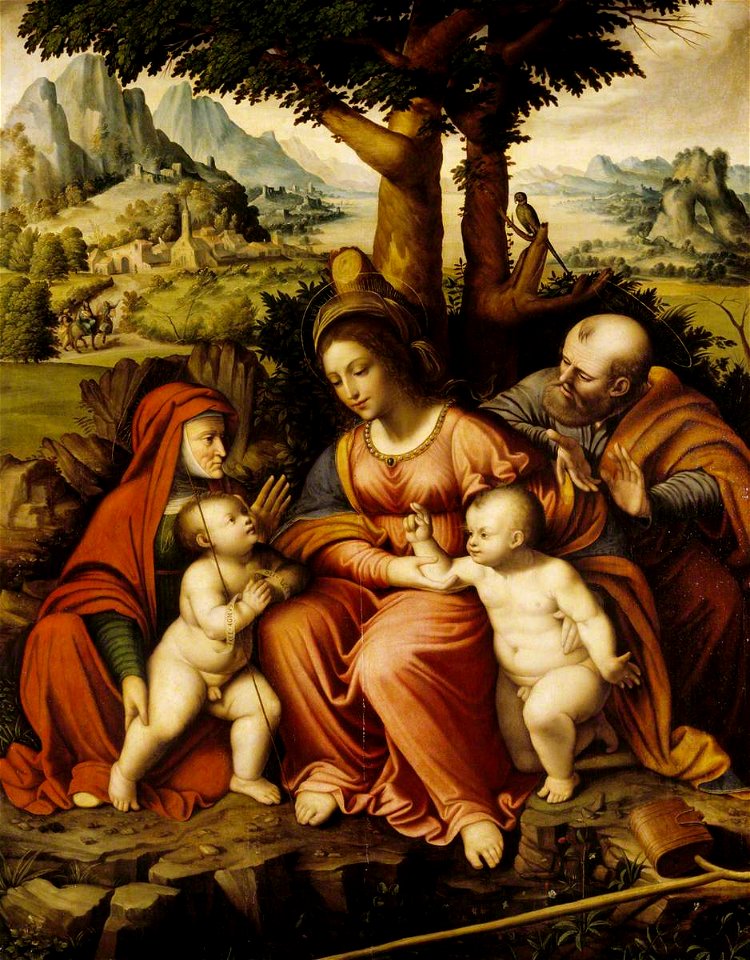 Cesare Magni (active 1530-1533) - The Holy Family with Saint Elizabeth and Saint John - 609018 - National Trust