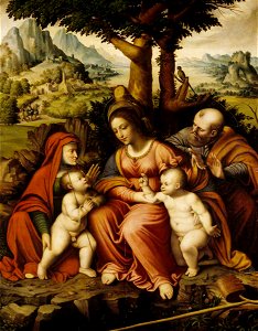 Cesare Magni (active 1530-1533) - The Holy Family with Saint Elizabeth and Saint John - 609018 - National Trust. Free illustration for personal and commercial use.