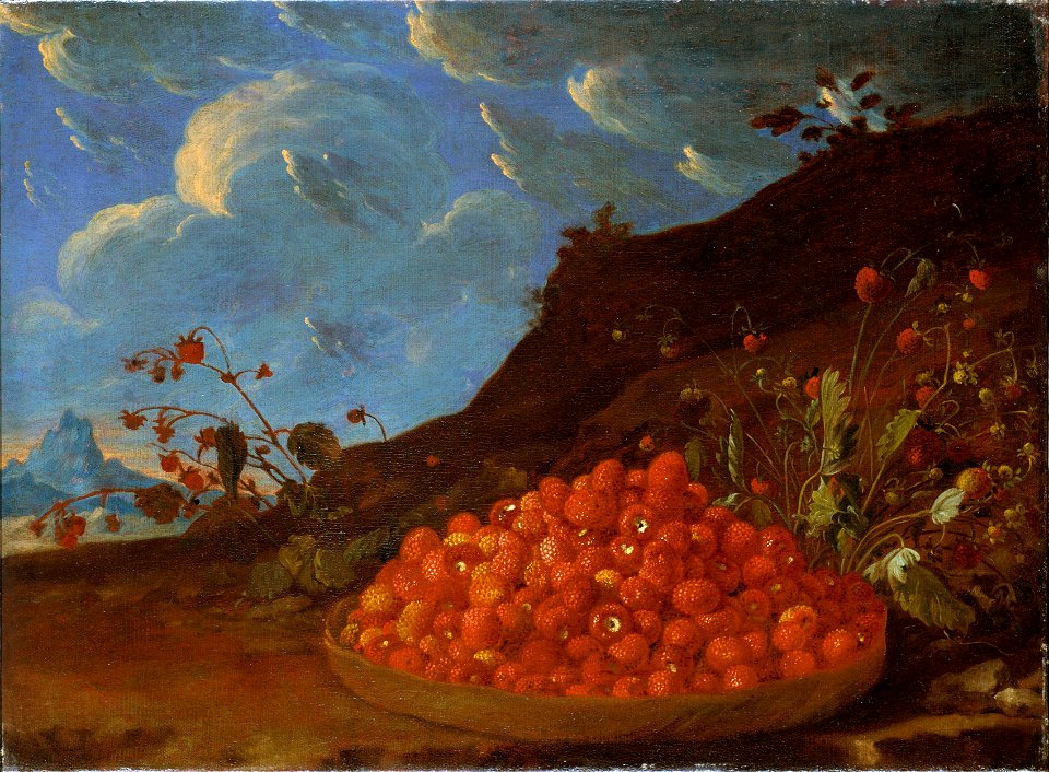 Cesto con fresas silvestres en un paisaje (Luis Melendez) - Nationalmuseum - 23918