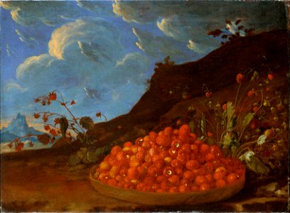 Cesto con fresas silvestres en un paisaje (Luis Melendez) - Nationalmuseum - 23918