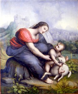 Cesare da Sesto - The Virgin and Child with a Lamb - Google Art Project. Free illustration for personal and commercial use.