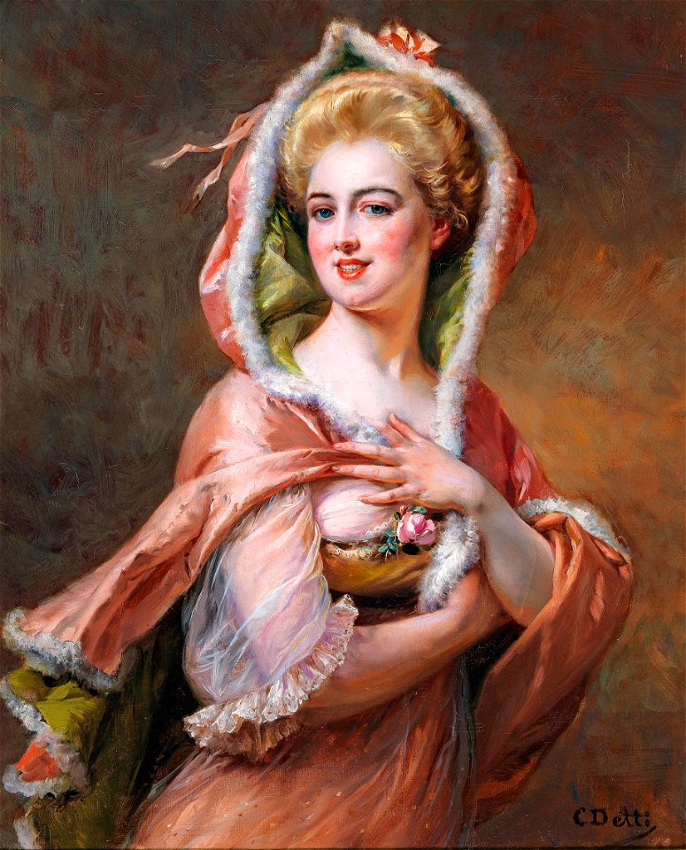 Cesare Detti Junge Frau in pelzbesetztem Cape