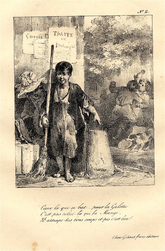 Ceux là qui se bat..pour la galette, c'est pas celui-là qui la mange, il attrape des bons coups et pis c'est bon! (BM 1880,0508.262)