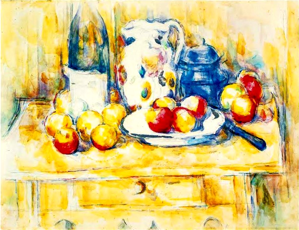 Cezanne Still Life with Apples a Bottle and a Milk Pot