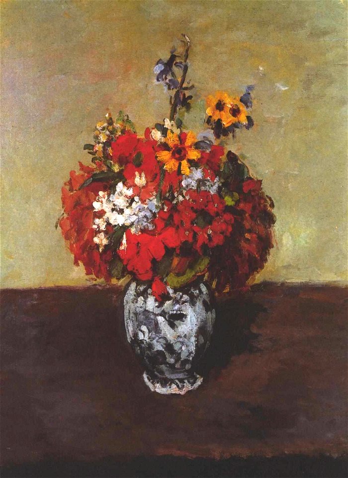 Cezanne - Dahlien in einer Delfter Vase