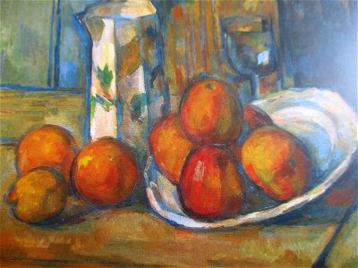 Paul Cézanne - Nature morte avec du lait et des fruits (National Gallery of Art Washington). Free illustration for personal and commercial use.