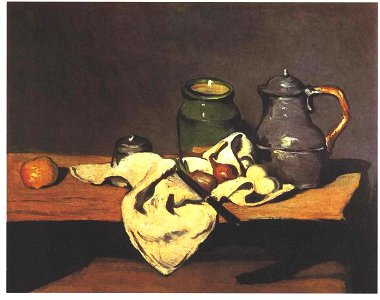 Cezanne - Stilleben mit grünem Gefäß und Zinnkanne