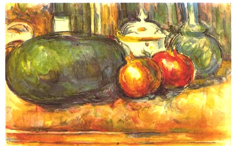 Cezanne - Stilleben mit Wassermelonen und Granatäpfel