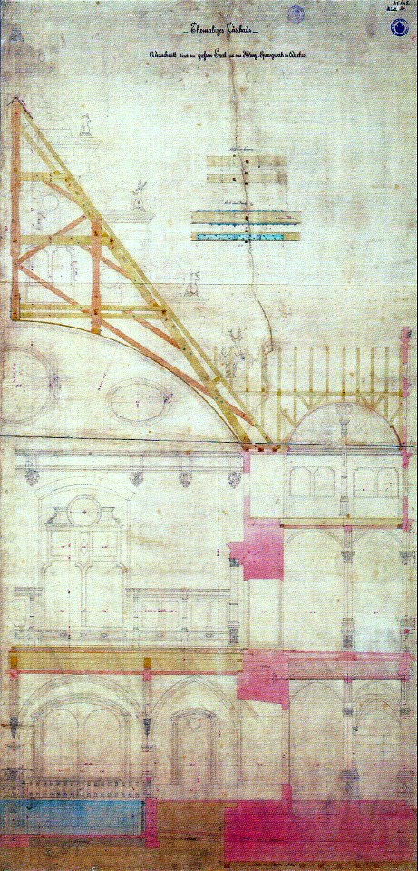 CF Beisbarth - Querschnitt des Neuen Lusthauses mit Dachwerk 1845 (RB23-39)