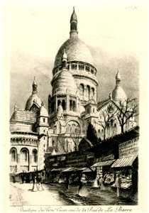 CH PINET SCULP n° 31 Basilique du Sacré Coeur, vue de la Rue de la Barre. Free illustration for personal and commercial use.