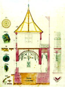 CF Beisbarth - Neues Lusthaus, Querschnitt des Eckturms (DPiBW162-92)