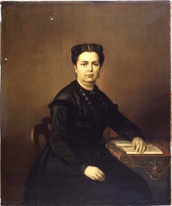 Collectie NMvWereldculturen, TM-1428-1, Olieverfschildering, 'Madelon Pietermaat, de weduwe van Pieter Myer (G.G. 1866-1872) door Raden Saleh in 1870', Raden Saleh, 1870