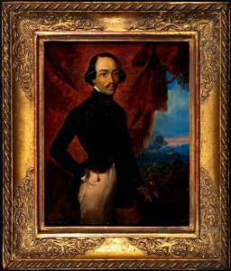 Collectie NMvWereldculturen, TM-6448-1, Olieverfschildering, 'Zelfportret Raden Saleh', Raden Saleh, 1841