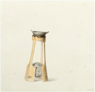 Collectie NMvWereldculturen, TM-H-3270d, Aquarel, 'Een olielamp', Raden Saleh, 1820-1826