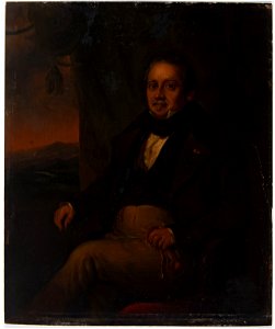 Collectie NMvWereldculturen, 7091-2, Olieverfschildering, 'Portret van Johannes Jacobus Verstege', Raden Saleh, 1837