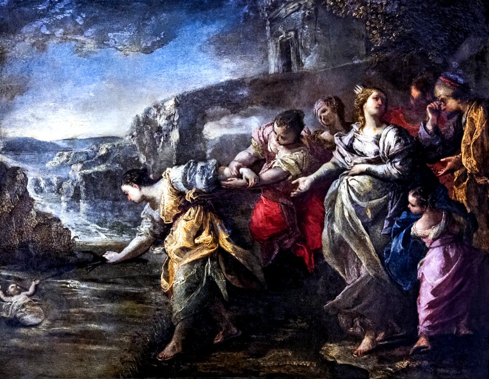 Collection Motais de Narbonne - Moïse sauvé des eaux - Huile sur cuivre 41.7x52.7 - Alessandro Gherardini