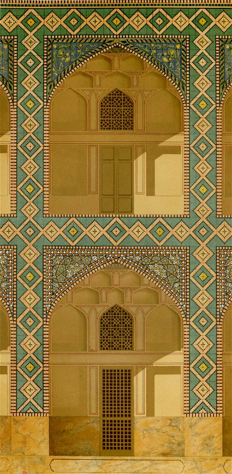 College of mother of Shah Sultan Hussein, detail of the arches of the courtyard by Pascal Coste