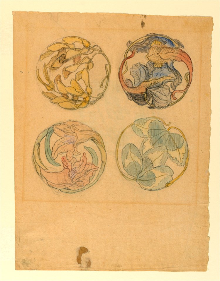 Drawing, Flower Studies (Four Designs for Circular Ornaments), 1880–90 (CH 18369177)