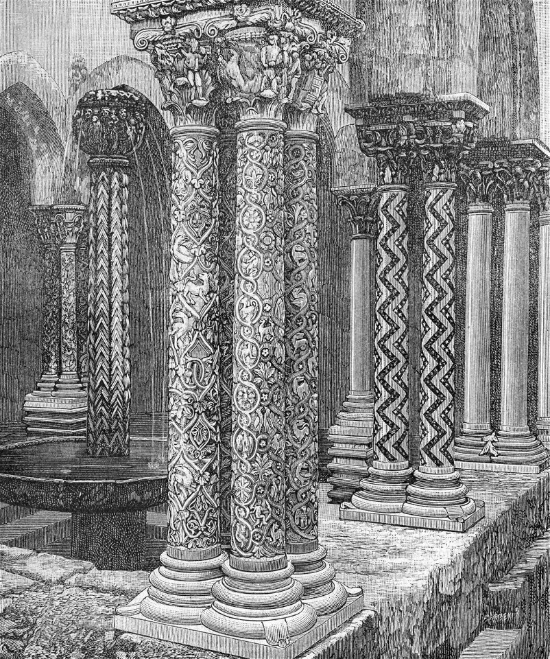 Colonne del Chiostro di Monreale (xilografia)