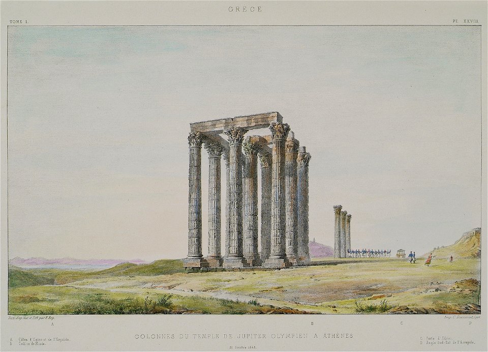 Colonnes du Temple de Jupiter Olympien à Athènes - Rey Etienne - 1867