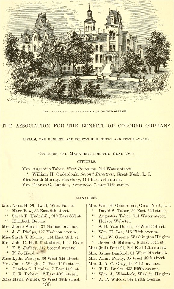Colored Orphan Asylum, New York City, Valentine's Manual