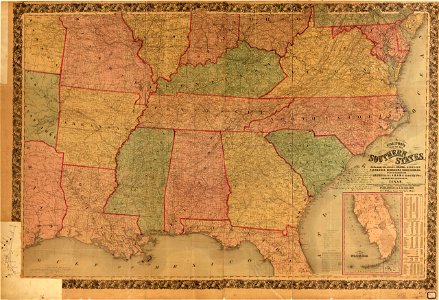 Colton's map of the southern states - including Maryland, Delaware, Virginia, Kentucky, Tennessee, Missouri, North Carolina, South Carolina, Georgia, Alabama, Mississippi, Arkansas, Louisiana, Texas - LOC 2009579197