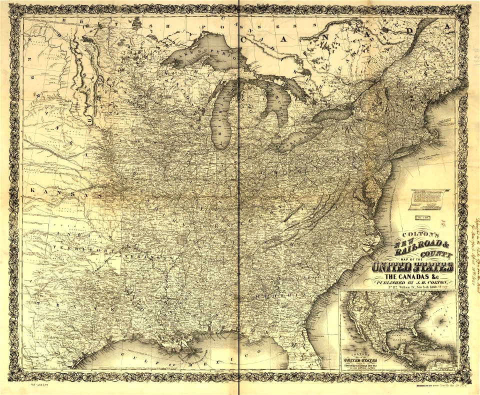 Colton's new railroad & county map of the United States and the Canadas etc. LOC 98688329