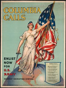 Columbia calls-Enlist now for U.S. Army - designed by Frances Adams Halsted ; painted by V. Aderente. LCCN95506508