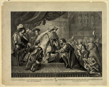 Columbus reception by the King Ferdinand and Queen Isabella of Spain after his first return from America = Columbus empfang von ... LCCN89708602