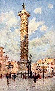 Column of Marcus Aurelius in Piazza Colonna by Alberto Pisa (1905)