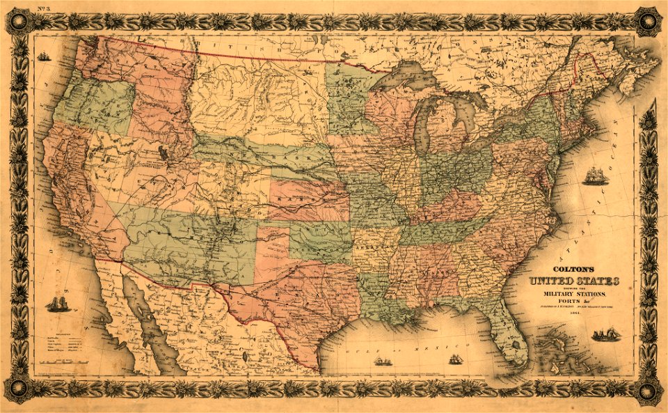 Colton's United States shewing the military stations, forts etc. Entered according to Act of Congress in the year 1855, by J.H. Colton. LOC 99447013