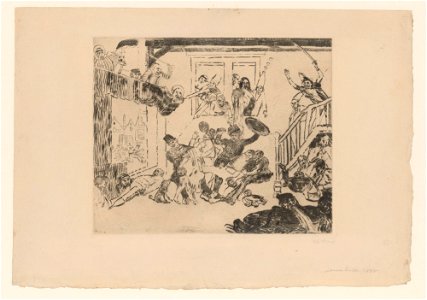 Combat of The Rascals Désir et Rissolé, print by James Ensor, 1888, Prints Department, Royal Library of Belgium, S. II 63744