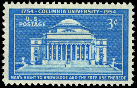 Columbia University 200th Anniversary 3c 1954 issue U.S. stamp