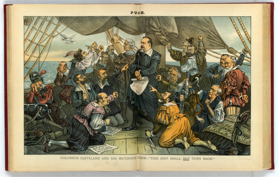 Columbus Cleveland and his mutinous crew - This ship shall not turn back! - Gillam. LCCN2011661342