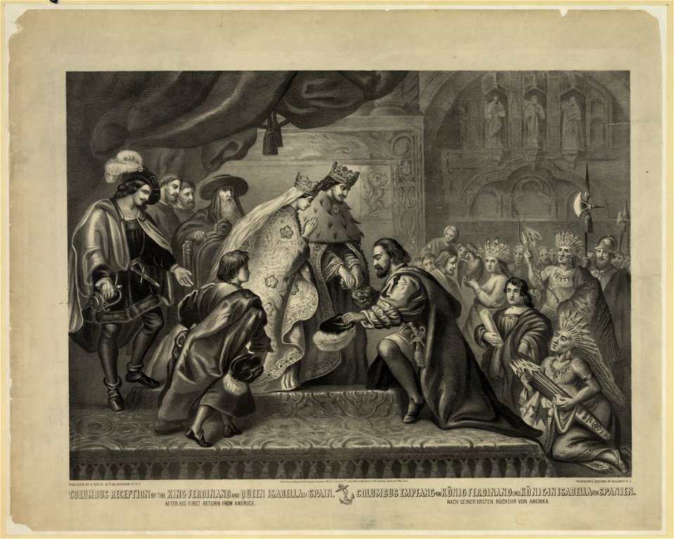 Columbus reception by the King Ferdinand and Queen Isabella of Spain after his first return from America = Columbus empfang von ... LCCN89708602