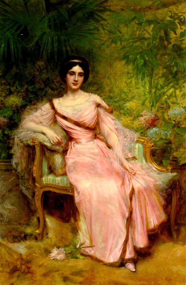 Comerre Leon Francois Portrait of Suzanne Hudelo Oil On Canvas