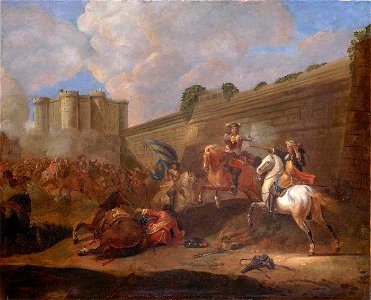 Combat de deux cavaliers lors de la Fronde, faubourg Saint-Antoine, sous les murs de la Bastille