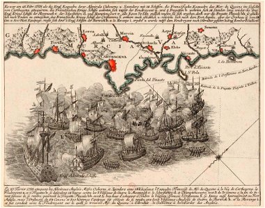 Combat devant Carthagene en Espagne fevrier 1758