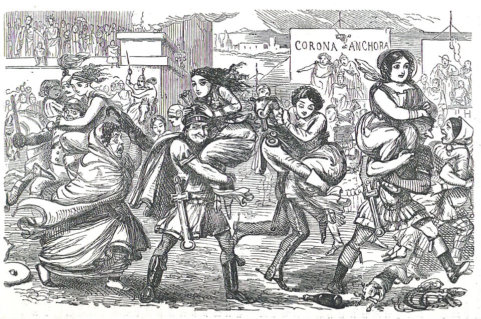 Comic History of Rome p 010 The Romans walking off with the Sabine Women