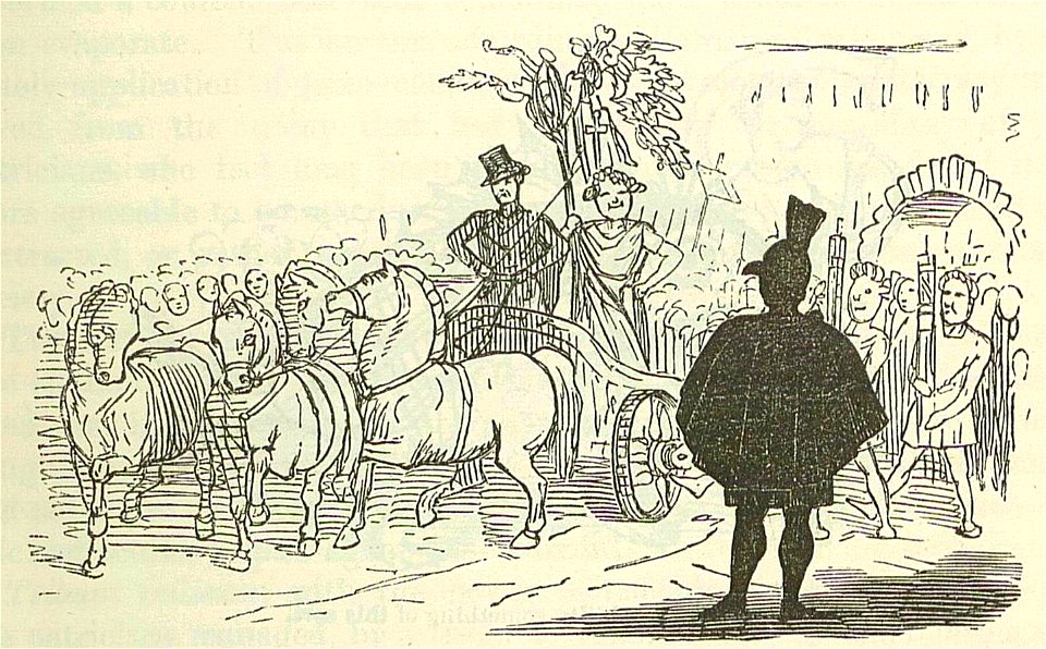 Comic History of Rome p 083 Patrician looking very black at the Triumph of the General