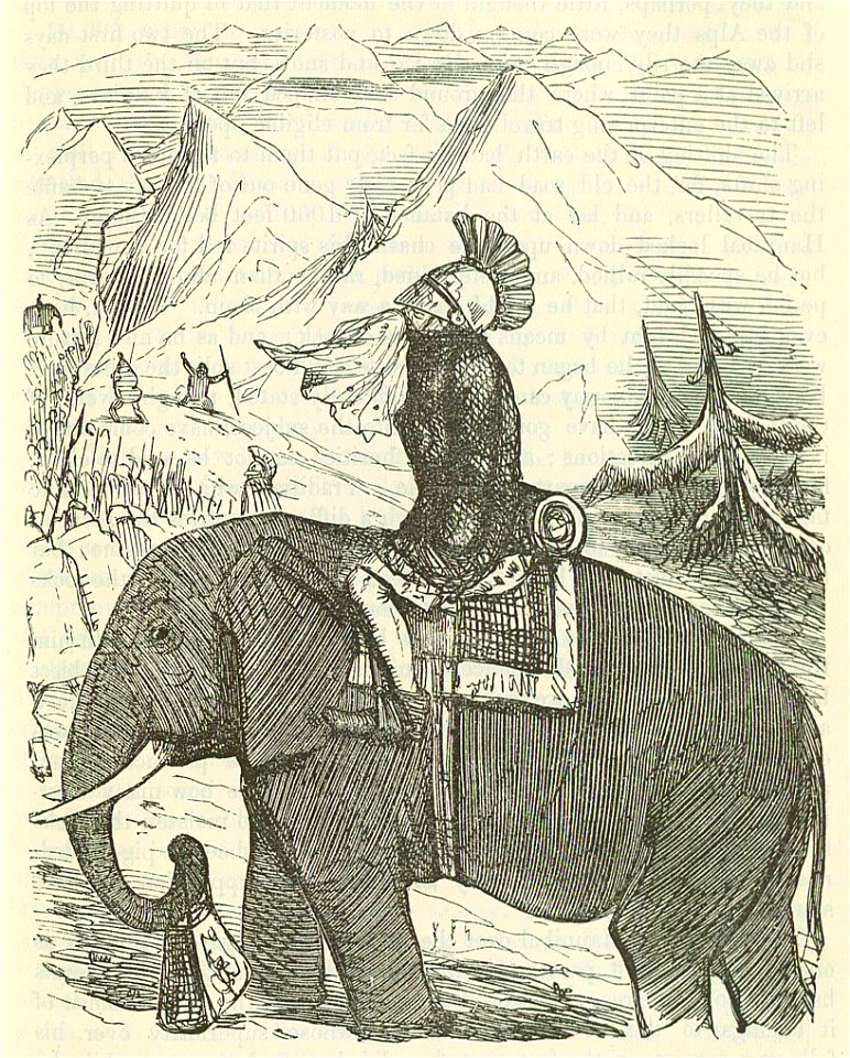 Comic History of Rome p 173 Hannibal crossing the Alps