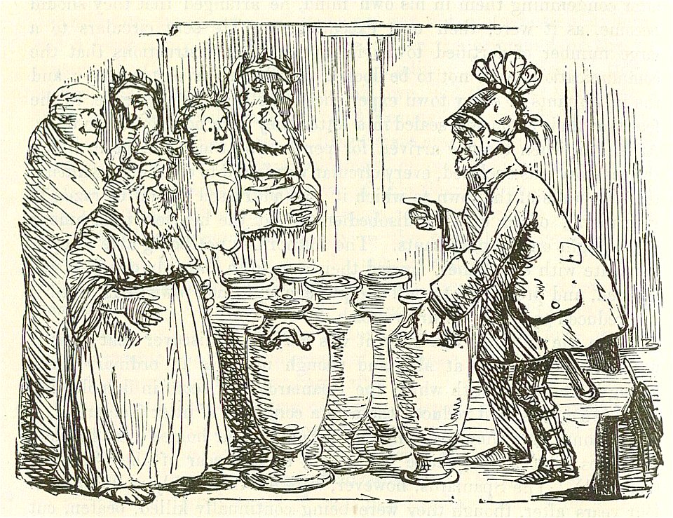 Comic History of Rome p 200 Hannibal requesting the Cretan Priests to become his Bankers