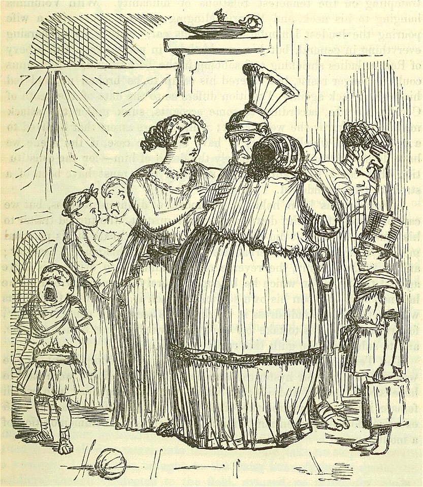 Comic History of Rome p 063 Coriolanus parting from his Wife and Family