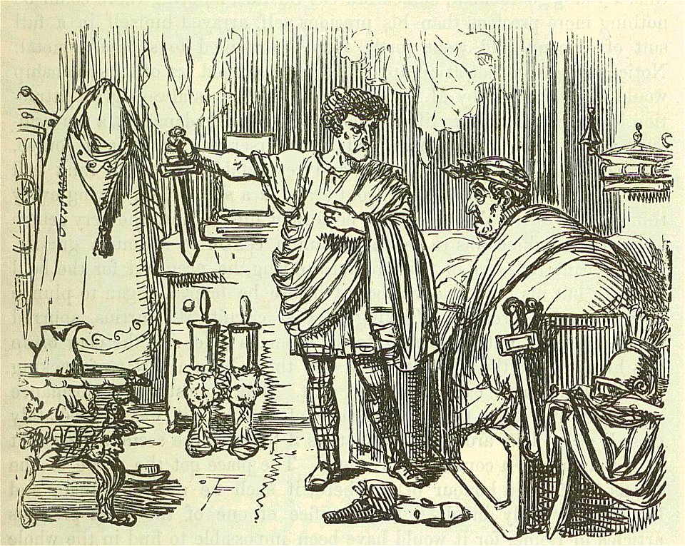 Comic History of Rome p 103 Titus threatening Pomponius