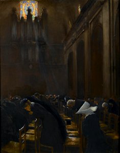 Bonhams - Jean Béraud (French, 1849-1936) The Elevation of the Host 81 x 65 cm. (32 x 25 1-2 in.)