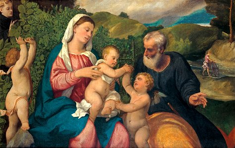 Bonifazio de' Pitati - Rest on the Flight into Egypt - Google Art Project. Free illustration for personal and commercial use.