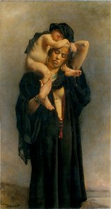 Léon Bonnat - Une paysanne égyptienne et son enfant. Free illustration for personal and commercial use.