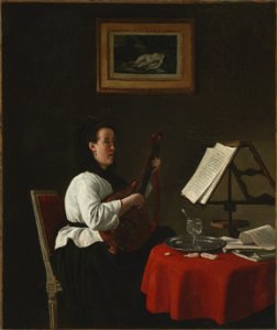François Bonvin - Young Woman with a Mandolin, Portrait of Louison Köhler - 1977.124 - Cleveland Museum of Art