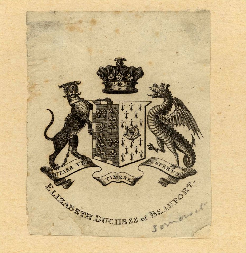 Bookplate-Elizabeth Duchess of Beaufort