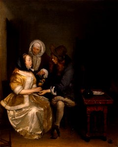 Gerard ter Borch (II) - The Glass of Lemonade - WGA22118. Free illustration for personal and commercial use.